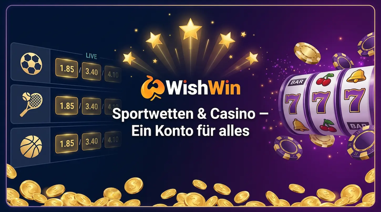 WishWin Sportwetten und Casino in einem Konto – Wetten auf Fußball, Tennis und Slots auf einer Plattform.